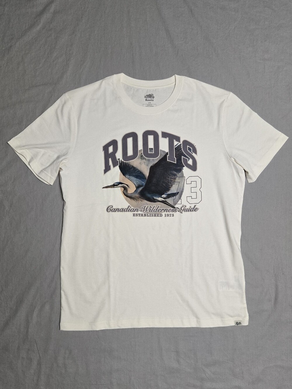Roots NWOT Heron Graphic Wilderness T-Shirt White Men's Size L